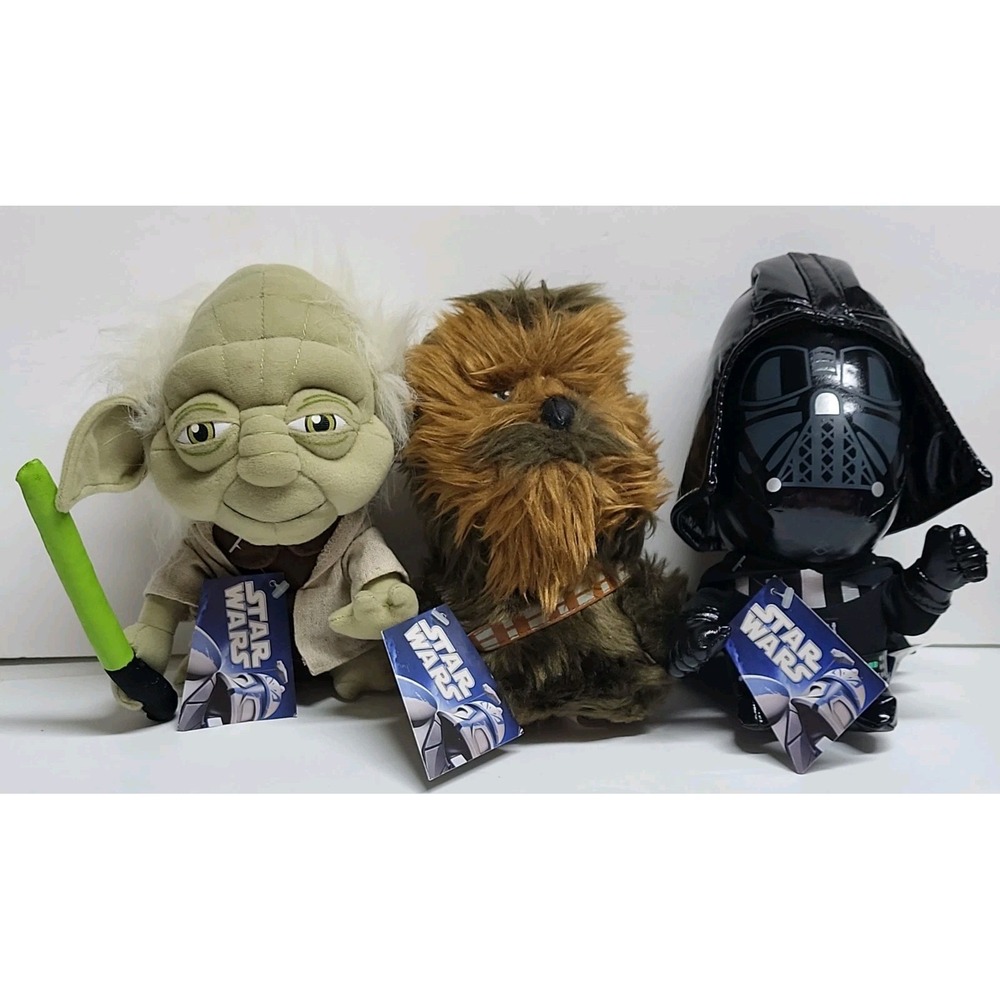 Star Wars Mini Plushies – Lucasfilm Yoda, Chewbacca, Darth Vader Vintage w/Tags